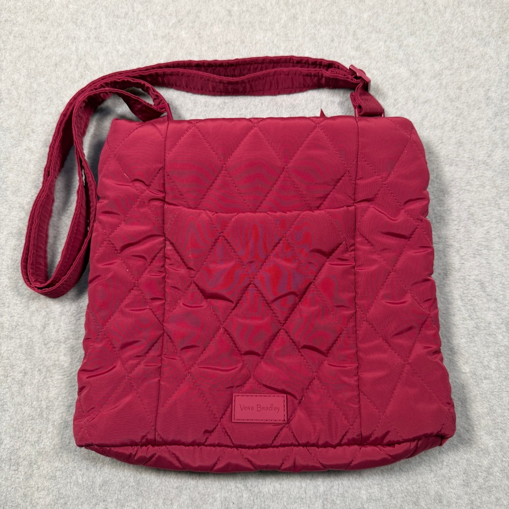Vera Bradley Burgundy Quilted Performance Twill Shoulder Tote Floral Lining